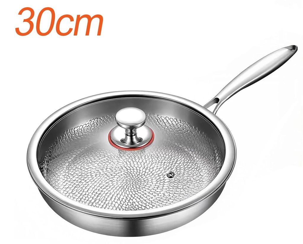 Bratpfanne mit Deckel - Flacher Boden - 30 cm - Titan - Produktbild 