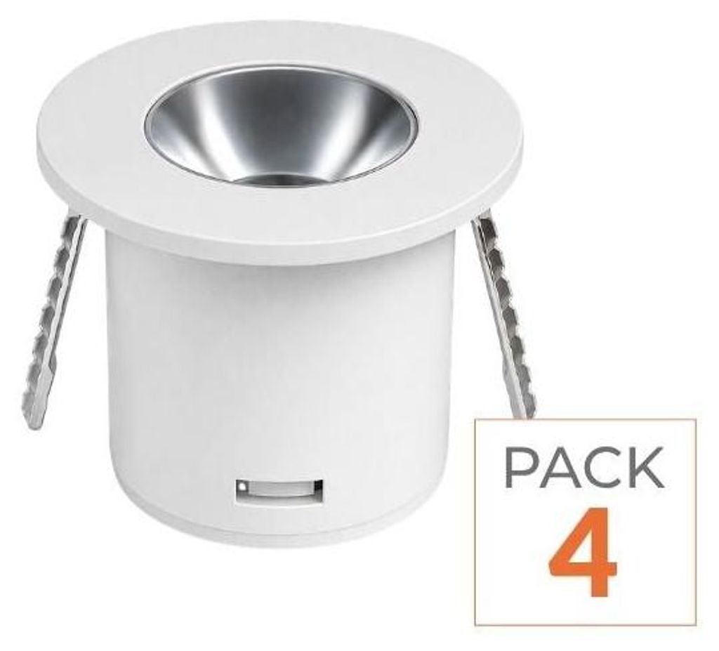 4er-Pack – 1 W, 90°, runde, weiße LED-Mini-Einbaustrahler Produktbild 