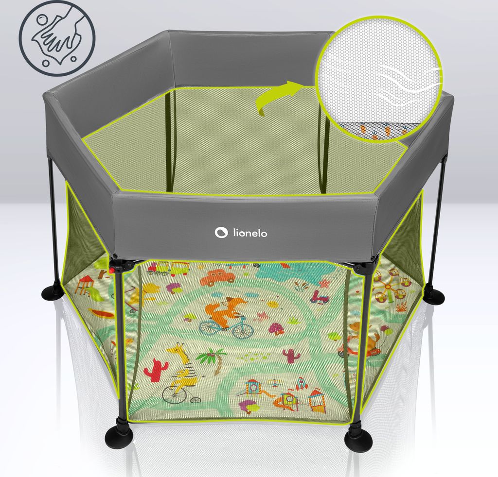 LIONELO Roel Plus Laufgitter - Ø134 Cm Faltbar Für Kinder 6-36 Monate