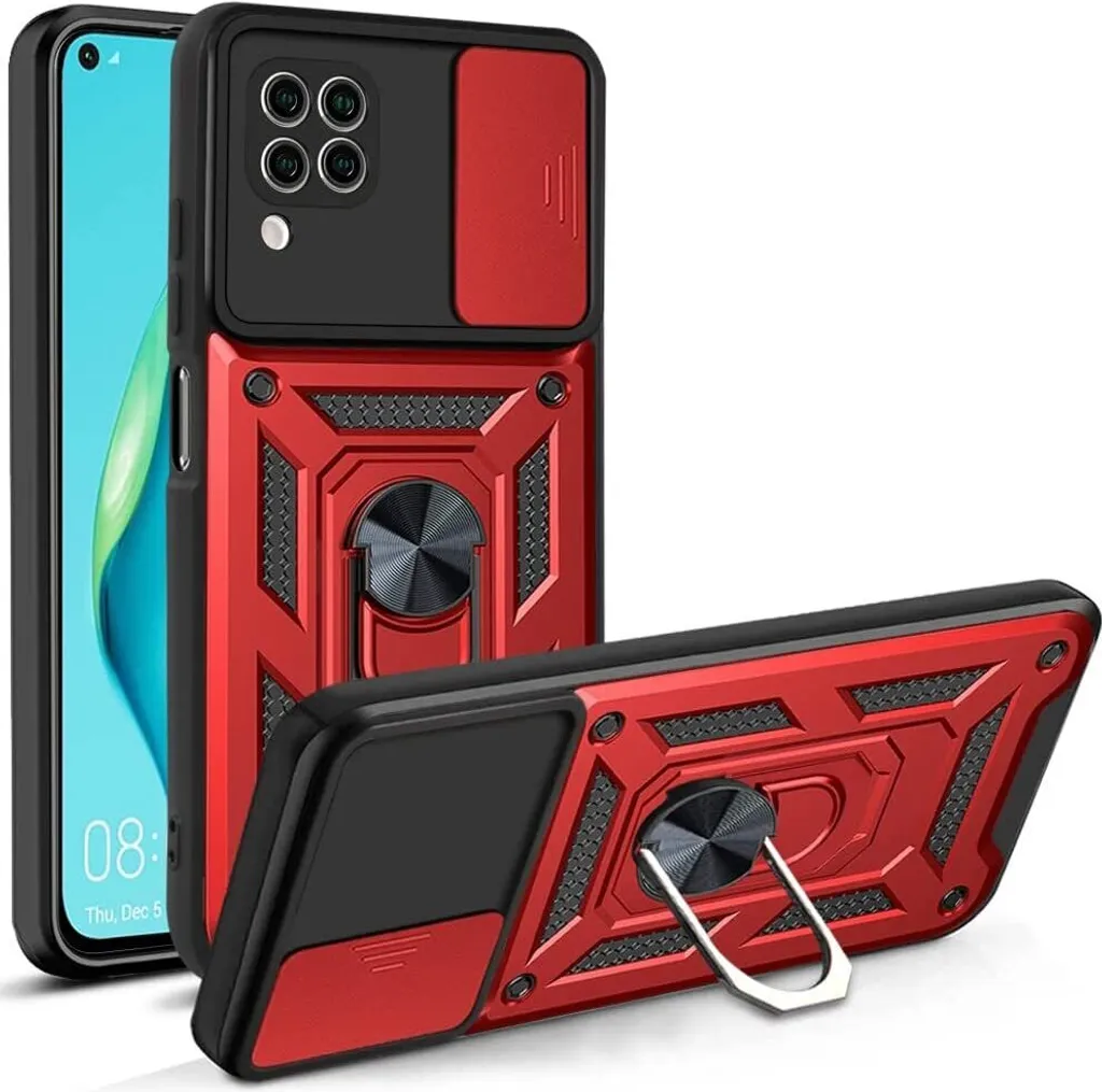 Cover Rossa Huawei P40 Lite con Anello: Stile e Sicurezza Militare