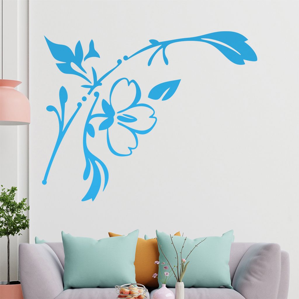 Blume - Ranken Wandtattoo in 6 Größen - Wandaufkleber Wall Sticker - Dekoration, Küche, Wohnzimmer, Schlafzimmer, Badezimmer