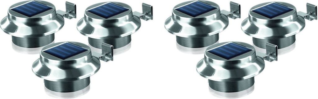 LED Dachrinnenleuchten 6er-Set aus Edelstahl Zaunleuchte Wegelicht Solarleuchten