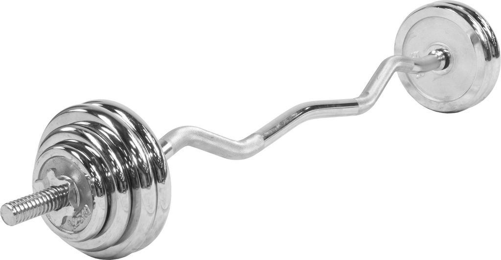 GORILLA SPORTS Hantelset 35kg - SZ Curlstange 120cm, Gewichte 2x1,25kg, 2x2,5kg, 4x5kg, 30mm, mit 2 Sternverschlüssen, Griff gerändelt, aus Chr...