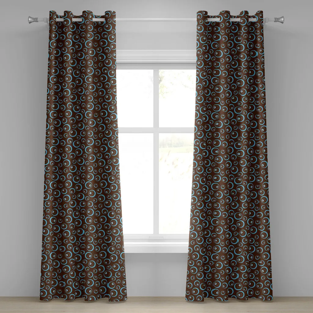 Rideau à œillets ABAKUHAUS 280x175 cm Motif Abstrait Marron et Bleu