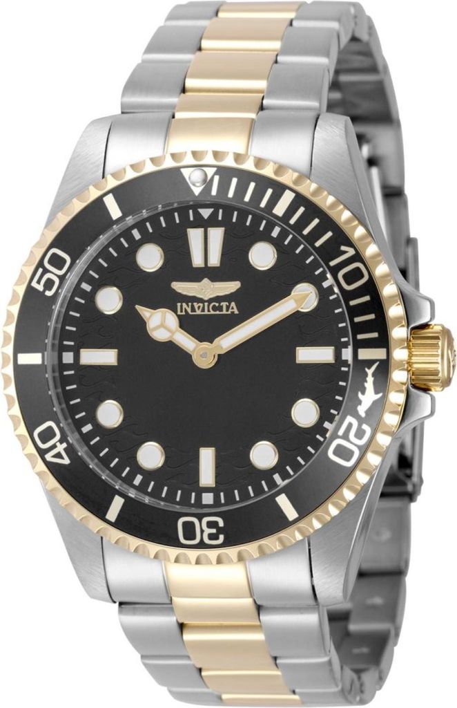 Invicta Pro Diver 49698 Herren uhr - Wasserdicht - Analog - Quarzuhrwerk - Edelstahl mit schwarzen zifferblat - 43mm