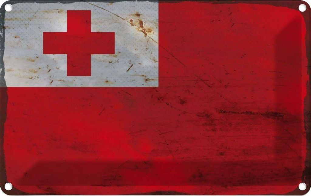 vianmo Blechschild 12x18 cm Tonga Rost Flagge Fahne Wappen