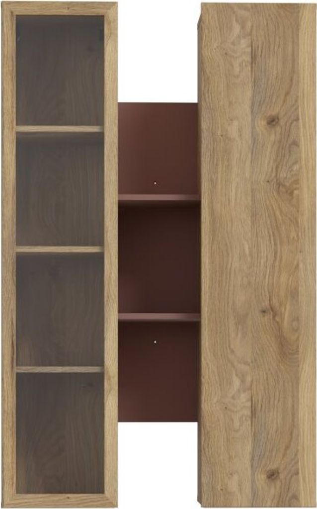 Furniture24 Hängevitrine Breathtaker Bthvh331-M703 Vitrinenschrank Wandschrank Wohnzimmer Terrakotta / Mauvella Eiche