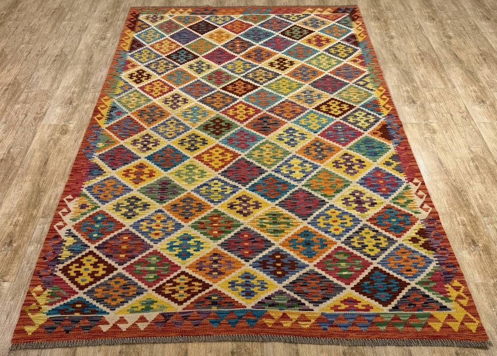 Teppich KELIM ORIGINAL | Farbe: Multi; Größe: 172x262 cm | strapazierfähig und leicht zu reinigen | Wohnzimmer | Schlafzimmer