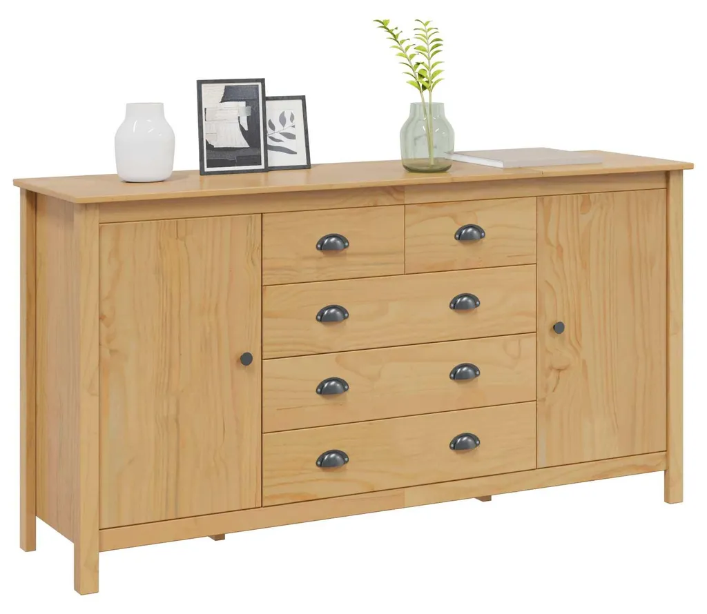 Buffet HILL Pin Massif 154cm : Robustesse et Finition Brun Miel Bio - 3