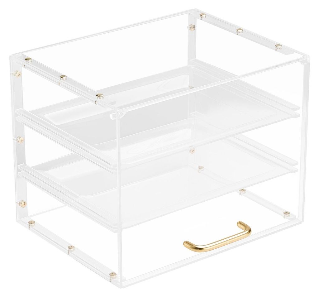 Bakery Display Case, 3-Tier Commercial Countertop Pastry Display Case, Clear Acrylic Bread Box for Kitchen, Party Cake Cabinet with Flip-Up Door fo...
