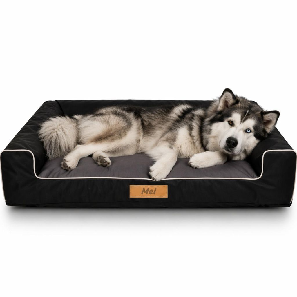 Großes Hundebett Hundesofa Hundekissen Hundekörbchen Waschbar - Farbe Schwarz - Hundematte Größe XXL - 118x78 cm