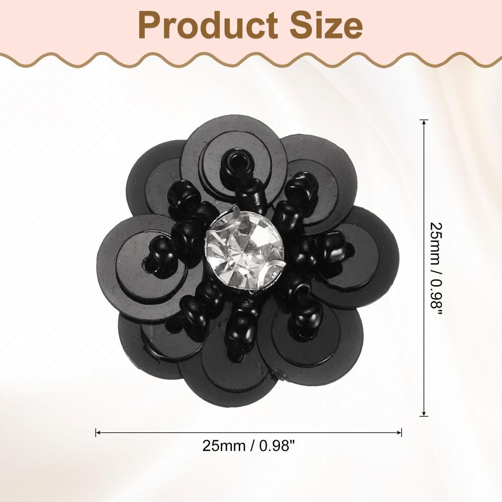15 Stš¹ck Pailletten Perlen Blumen Patches, 25mm Handgemachte Paillette Kristall Applikation N?hen Perlen Blumen Applikation fš¹r Kleid Taschen...