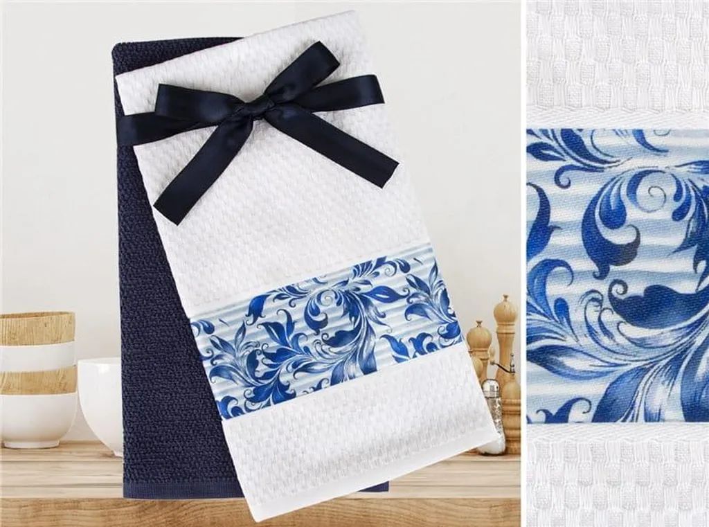 Lot de 2 torchons Cora Greno en pur coton absorbant de haute qualité