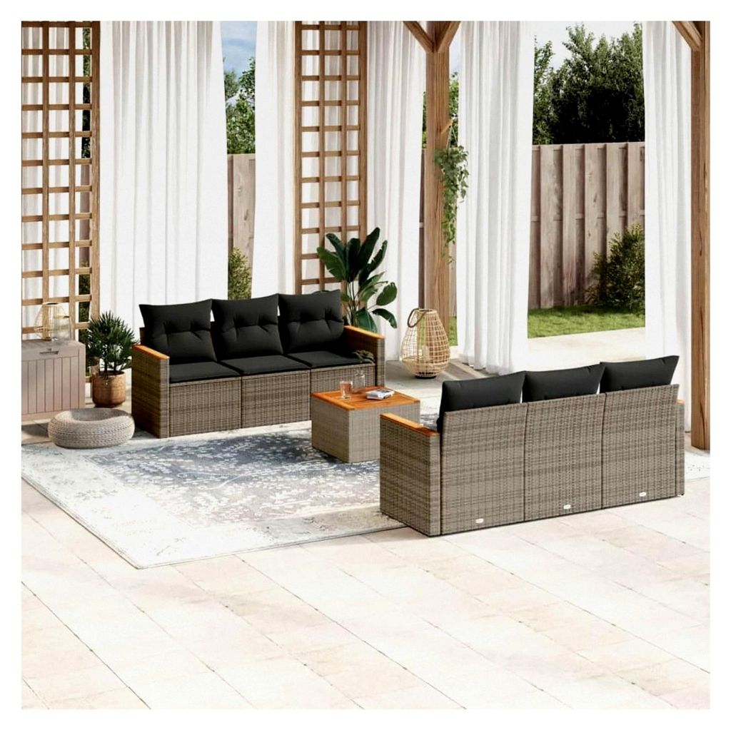 Gartenlounge aus Rattan mit Stauraum, Loungemöbel Set für den Außenbereich