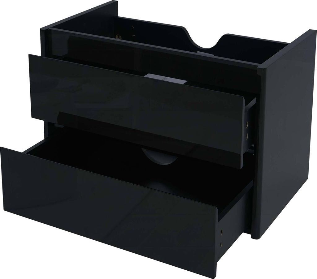 Waschbeckenunterschrank HWC-B19, Waschtischunterschrank Waschtisch Badezimmer, hochglanz Soft-Close 50x60cm schwarz