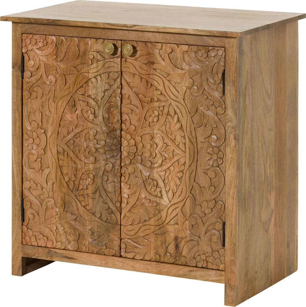 MASSIVMOEBEL24 Kommode Mango 80x48x78 natur lackiert KASHMIR #108