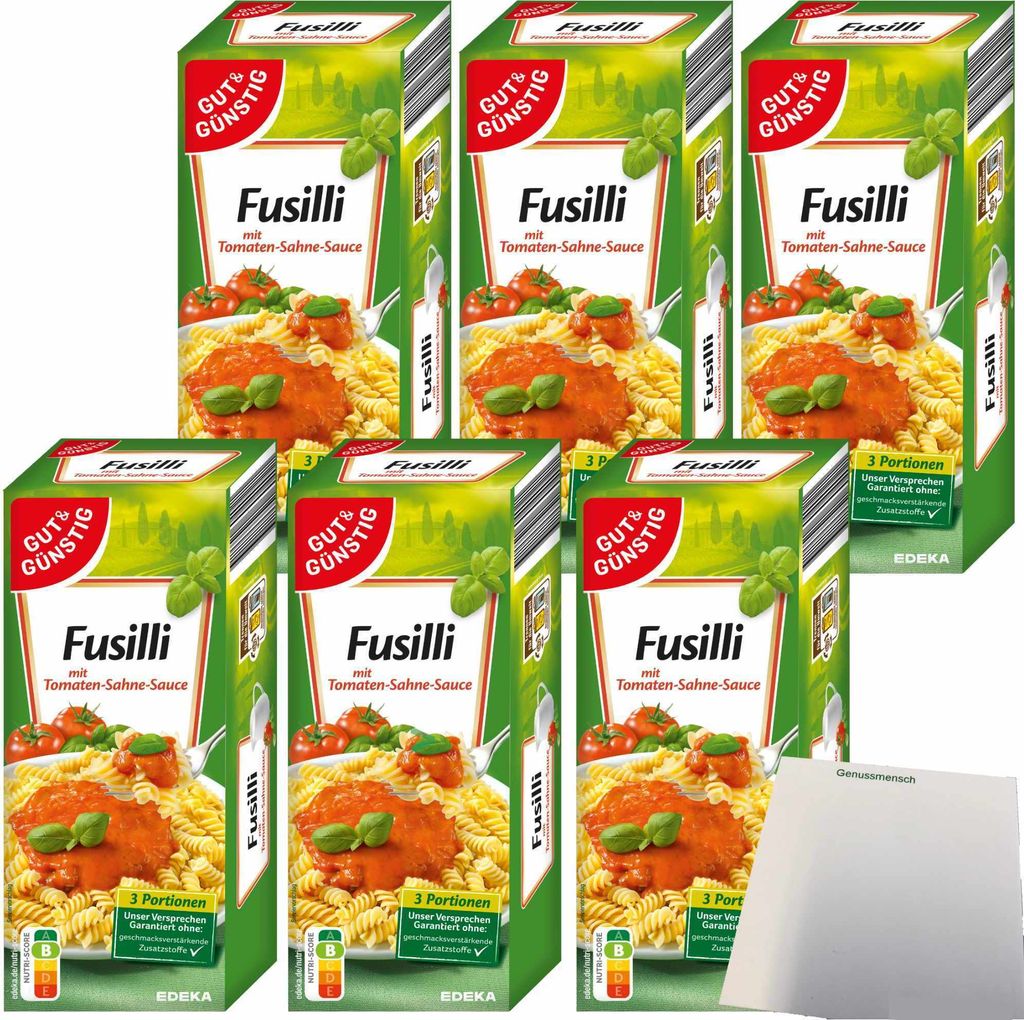 Gut & Günstig Fusilli mit Tomaten-Sahne-Sauce 6er Pack Produktbild 