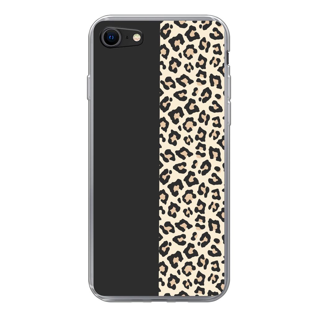 MuchoWow Handyhülle Schutzhülle Hülle für iPhone 7 Tiere - Muster - Panther Silikon Softcase Handy Hülle - Kartenhalter