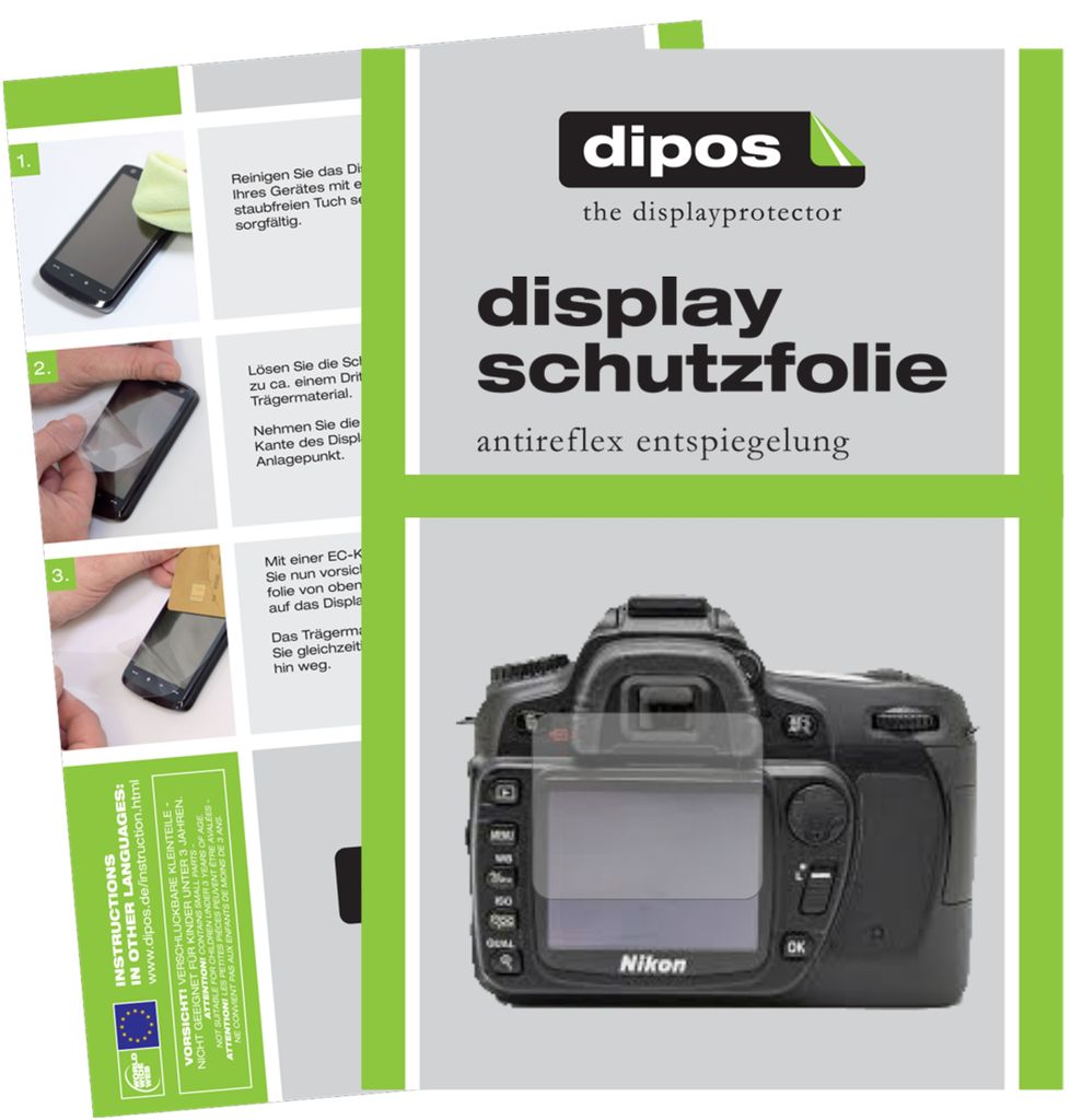 2x Schutzfolie für Nikon D80 matt Displayschutzfolie Folie Display Schutz dipos