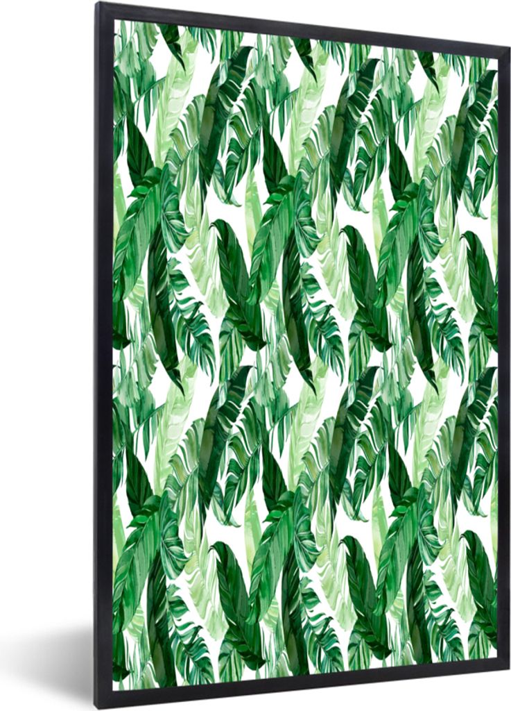 MuchoWow MuchoWow Gerahmtes Poster Vintage - Blätter - Pflanzen 60x90 cm - Poster mit zchwarzem Bilderrahmen - Kunst