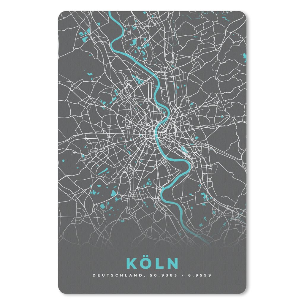MuchoWow Mauspad Mousepad Deutschland - Blau - Köln - Stadtplan - Karte 40x60 cm - Mousepads - Maus Mat - Pad - Mausunterlage - Schreibtisch Acc...