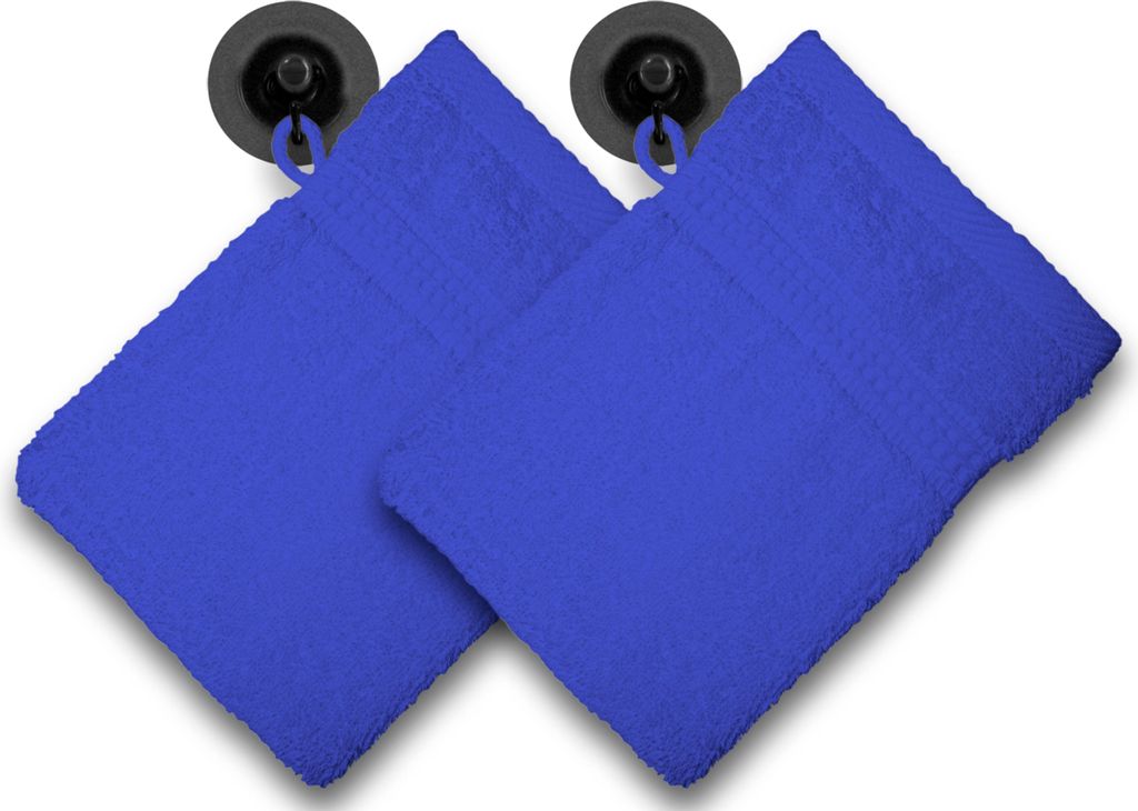 2er Set Waschhandschuhe Waschlappen royal blau 16x21 cm Produktbild 