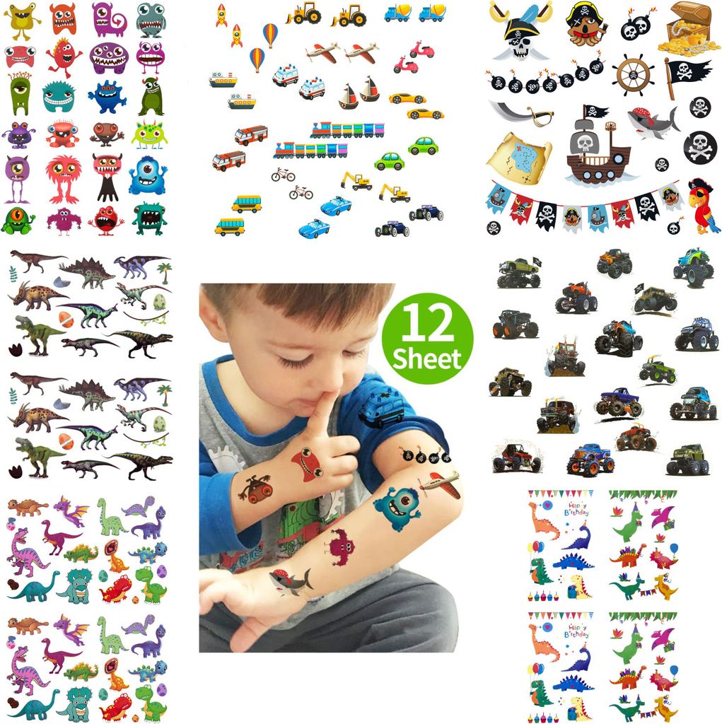 Oblique Unique XXL Kinder Tattoo Set 112 Stück für Jungs Produktbild