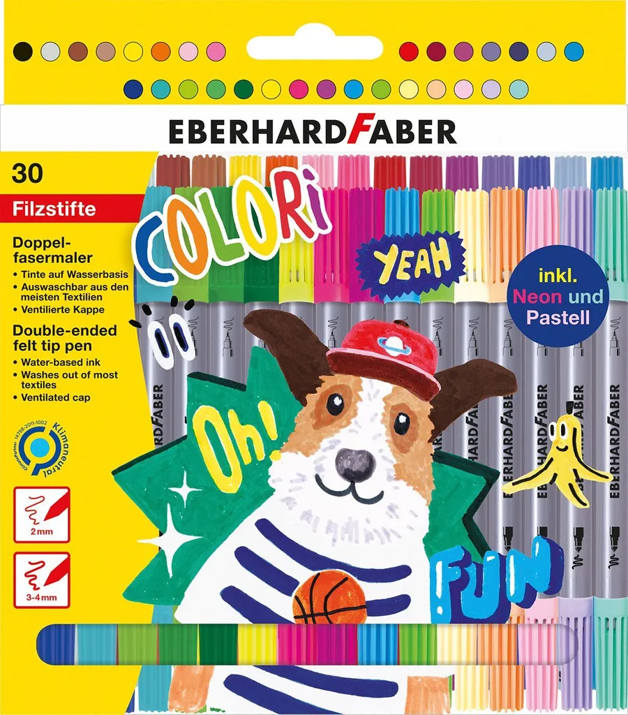 EBERHARD FABER 550030 Colori per pittori a doppia fibra - confezione da 30 pezzi, assortiti