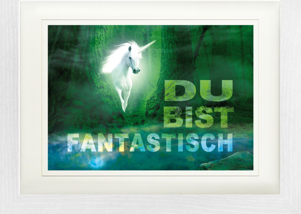 Einhörner Gerahmtes Bild Mit Edlem Passepartout | Wand-Bilder | Im Bilderrahmen - Du Bist Fantastisch (30 x 40 cm)