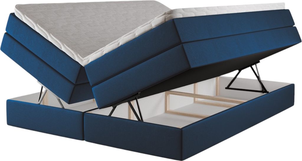 Kontinentales Boxspringbett Sibilla 160x200 – Polsterbett mit Bettkasten 3 Matratzen Stauraumbett ohne Kopfteil Boxspringbetten Samt Piano 28