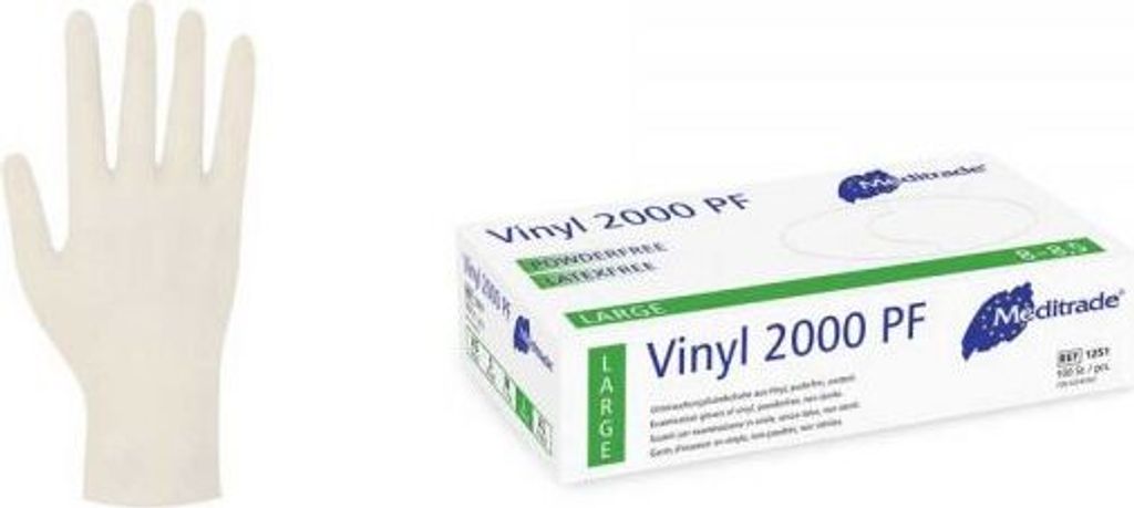 Meditrade unisex Einmalhandschuhe Vinyl 2000 PF weiß Größe XL 100 St.