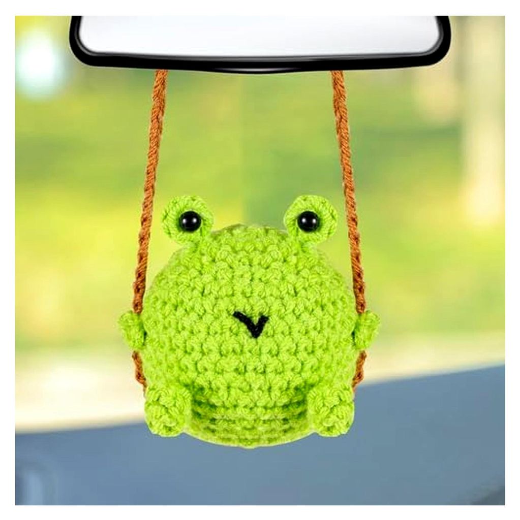 Auto Zubehör zum Aufhängen, Handgefertigter Häkel Frosch Auto Innendekor, Swinging Autos Spiegelaufhängung Car Accessories Rückspiegel Fliegen...