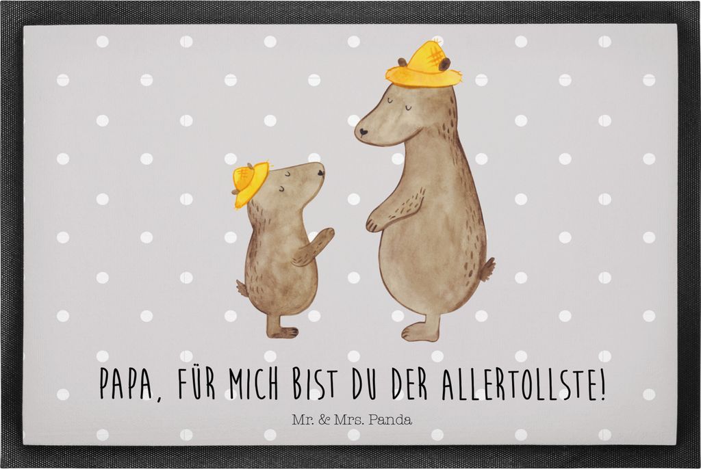 Mr. & Mrs. Panda fußmatte Bären mit Hut 40 x 60 cm - Grau Pastell - Geschenk, Family, Schmutzmatte, Kinder, Vatertag, Schmutzfangteppich, Schmutz...