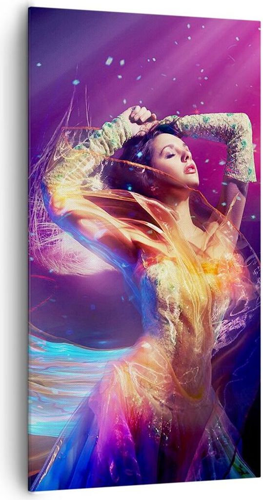 Bild auf Leinwand - Leinwandbild - Schönheit Disco Mode Make-up - 65x120cm - Wand Bild - Wanddeko - Leinwanddruck - Bilder - Kunstdruck - Wanddeko...