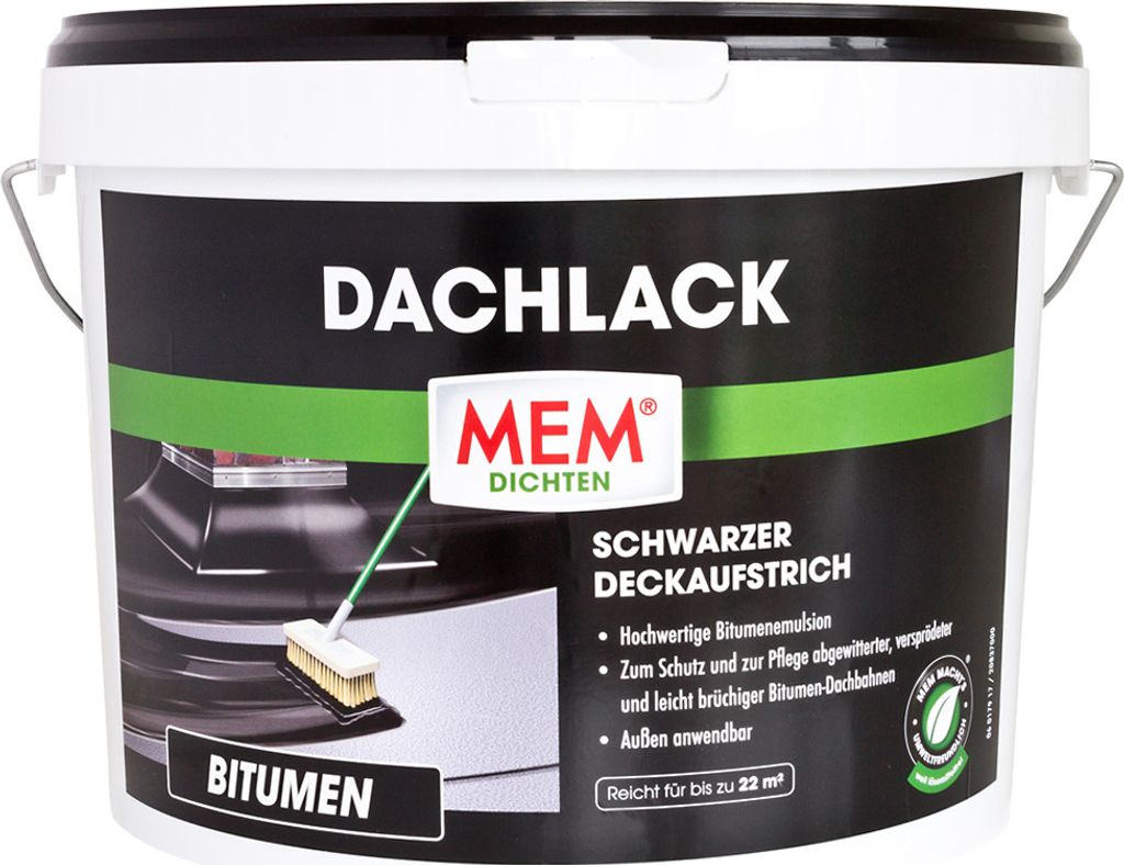 MEM Dachlack schwarzer Deckaufstrich 10 L Produktbild 