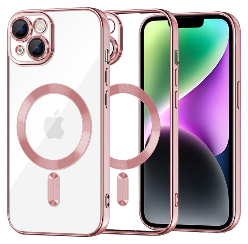 Techsuit Luxury Crystal Back Cover Hülle mit MagSafe für Apple iPhone 14 - Rosa