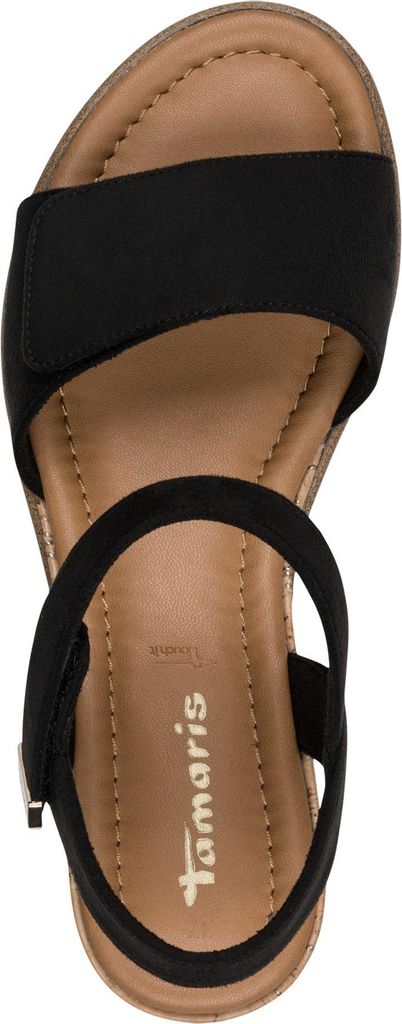 Tamaris Damen Sandale mit Klettverschluss und Keilabsatz 1-28118-44, Größe:42 EU, Farbe:Schwarz