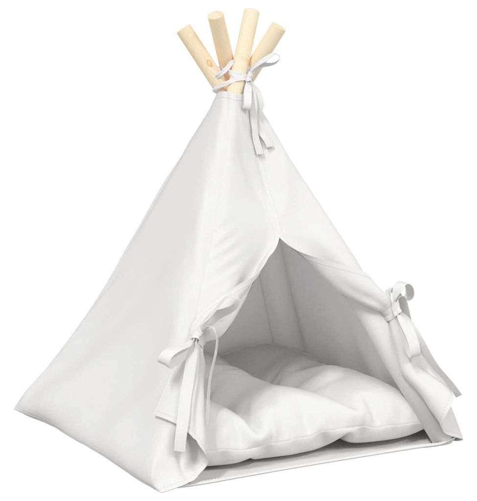 vidaXL Haustier-Tipi mit Kissen Weiß 40 x 40 x 50 cm Polyester