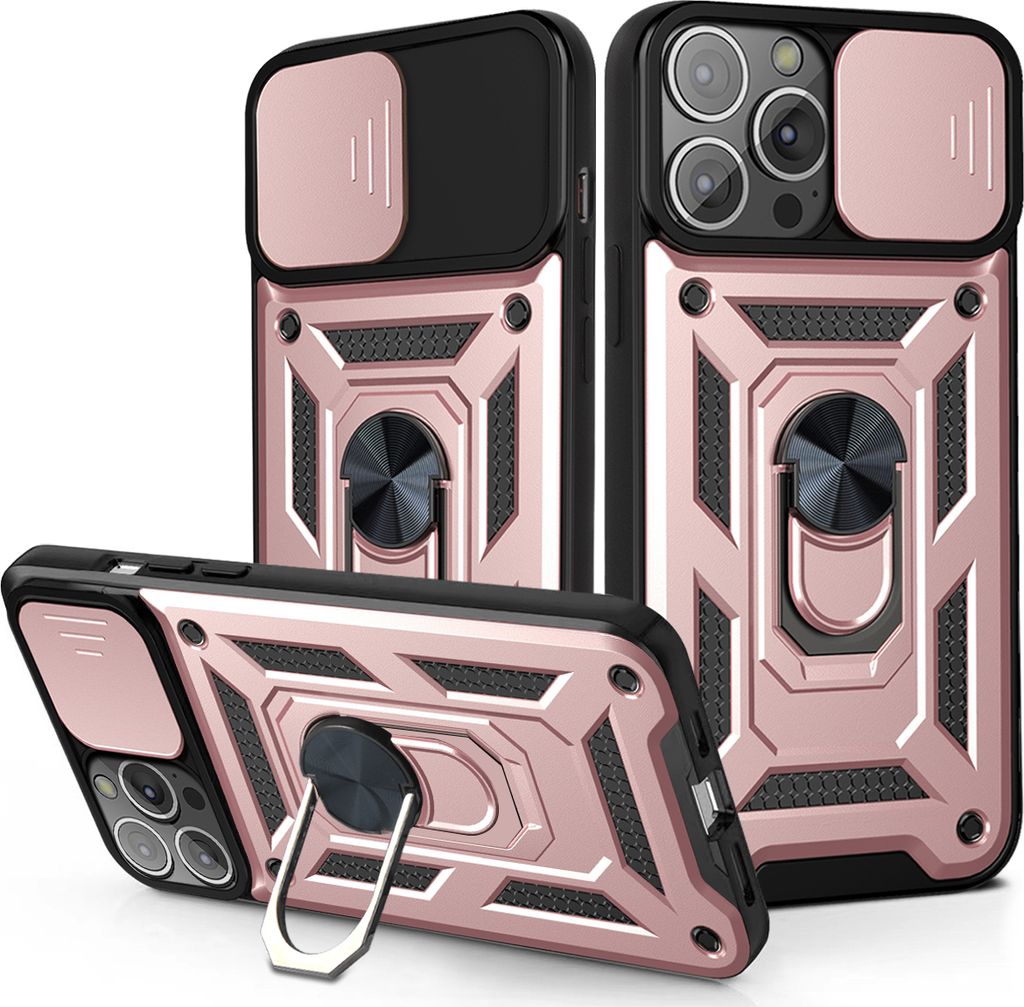 iPhone 13 Pro Hülle mit 360° Drehbarer Magnetische Ring Ständer Halter Dia Kameraschutz TPU Bumper Silikon Schutzhülle für iPhone 13 Pro Rosa