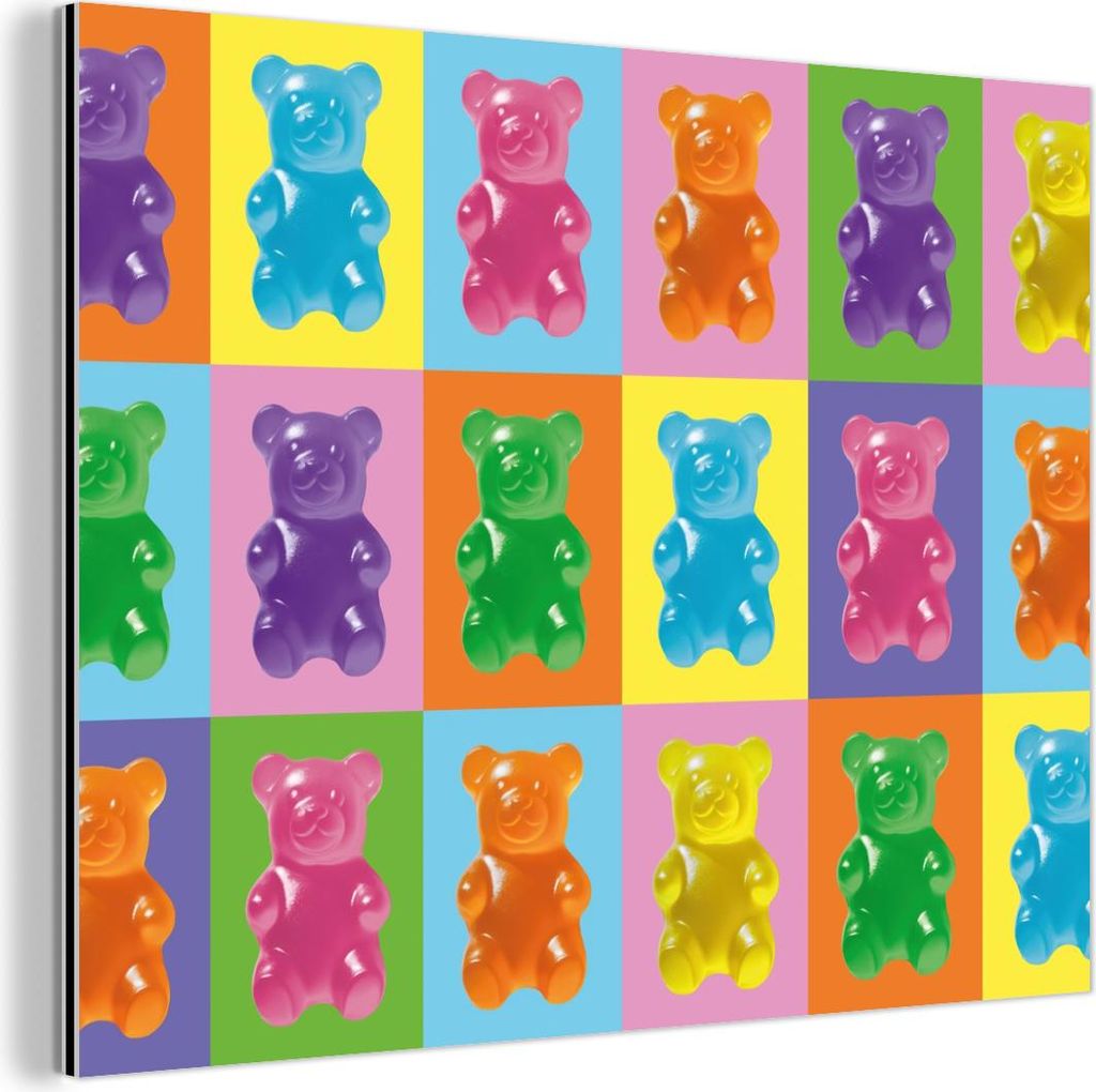 MuchoWow Wanddekoration Metall Metallbild Wandkunst 80x60 cm Kunst - Süßigkeiten - Bunt MuchoWow Aluminium Gemälde - Alubild
