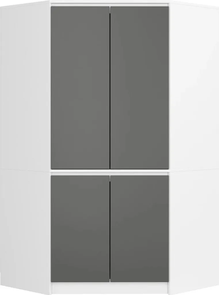 Armoire d'angle 100 cm LOTA blanc et gris - Penderie gain de place