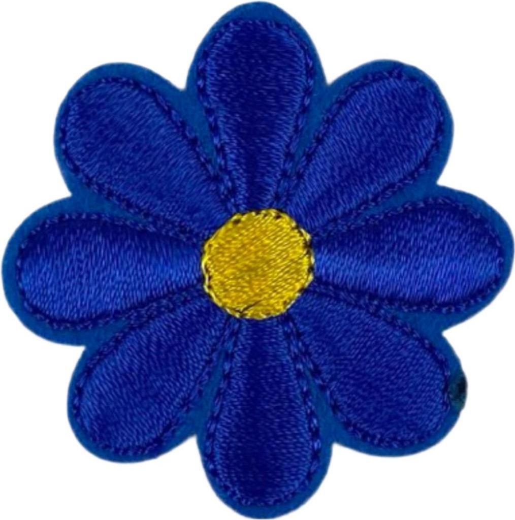 Gänseblümchen-Blumen-Emblem-Aufnäher zum Aufbügeln, Kobaltblau