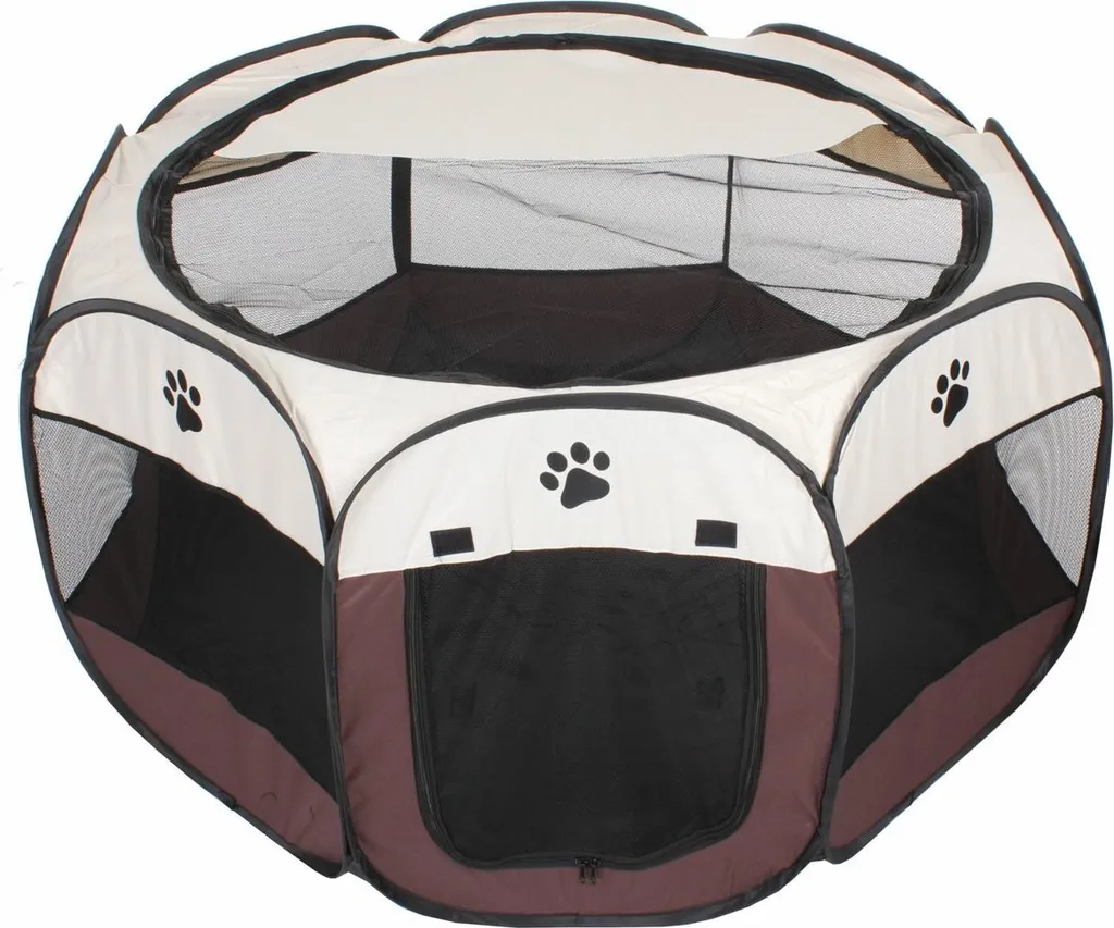 Parc pour chien octogonal Merco Pet marron - Enclos pliable extérieur