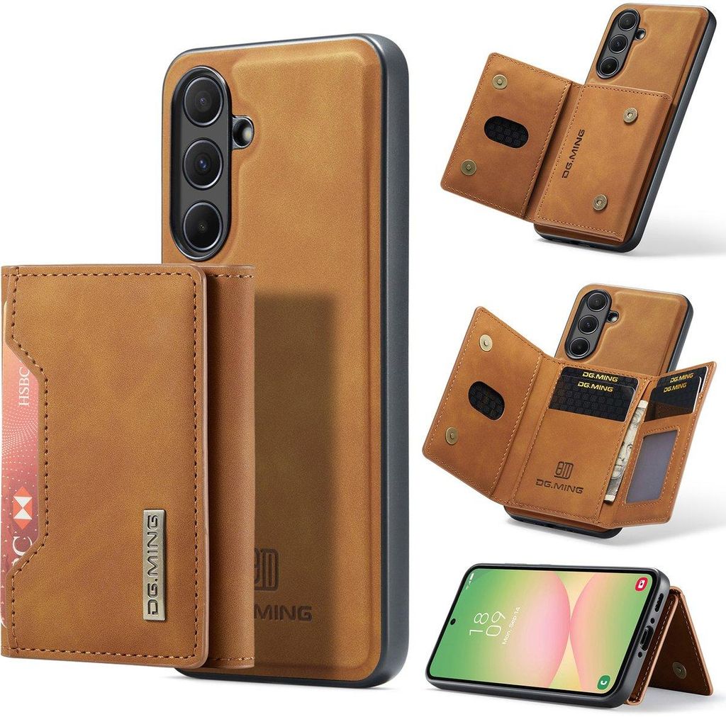 Stravo × DG.MING Lederhülle für Samsung Galaxy A56 – 2-in-1 Wallet mit Kartenhalter, abnehmbar, MagSafe kompatibel, robust – Braun