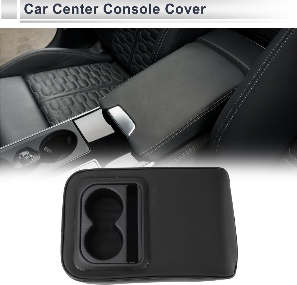 Auto Mittelkonsole Abdeckung Mittelkonsole Kissen MultiFunktionell 37x23x7cm / 14.57"x9.06"x2.76" Schwarz Nappa Leder