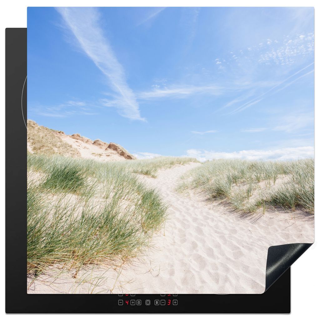 KitchenYeah Herdabdeckplatte Strand - Düne - Gras , 78x78cm, Küche Deko, Glaskeramikkochfeld Herdabdeckung, Abdeckplatte fùr Kochfeld
