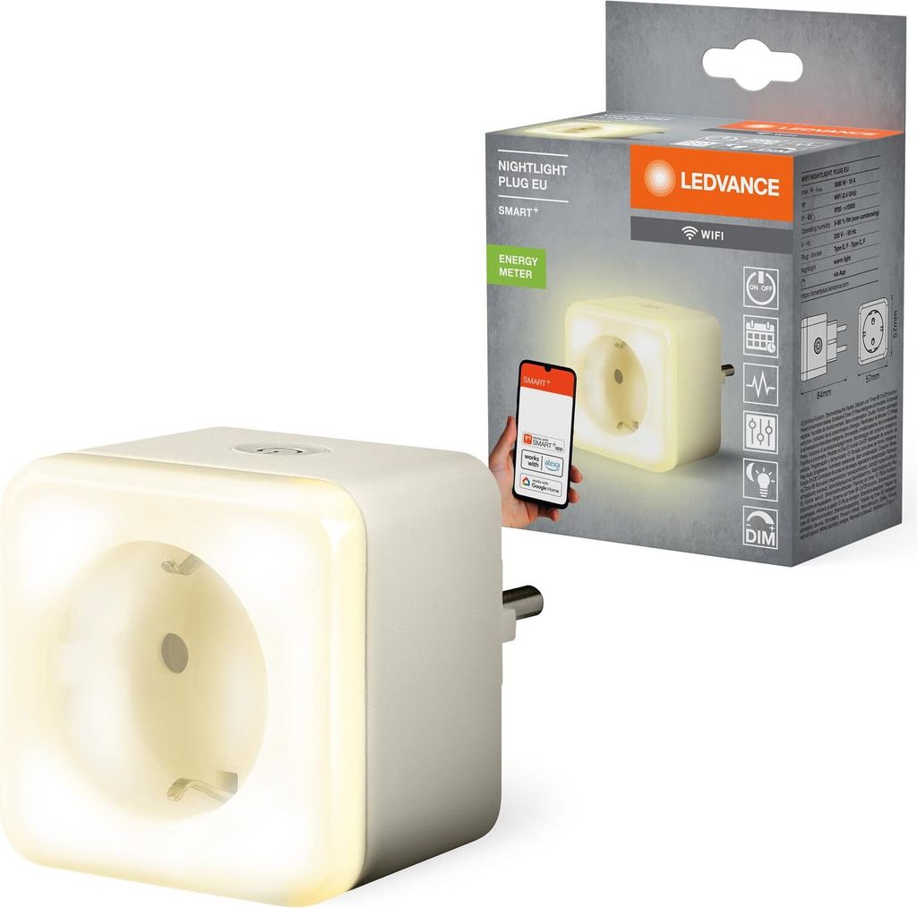 Ledvance Smart+ Steckdose Plug Nachtlicht Weiß Energiezähler App Google Alexa WiFi
