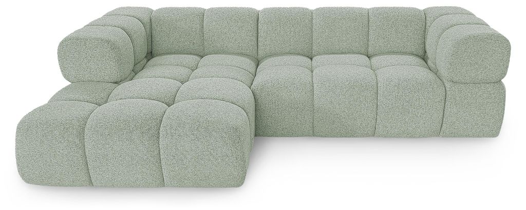 Sofiland Averro Ecksofa 280x150 cm Bubble-Steppung Salbeigrün Ottomane Links