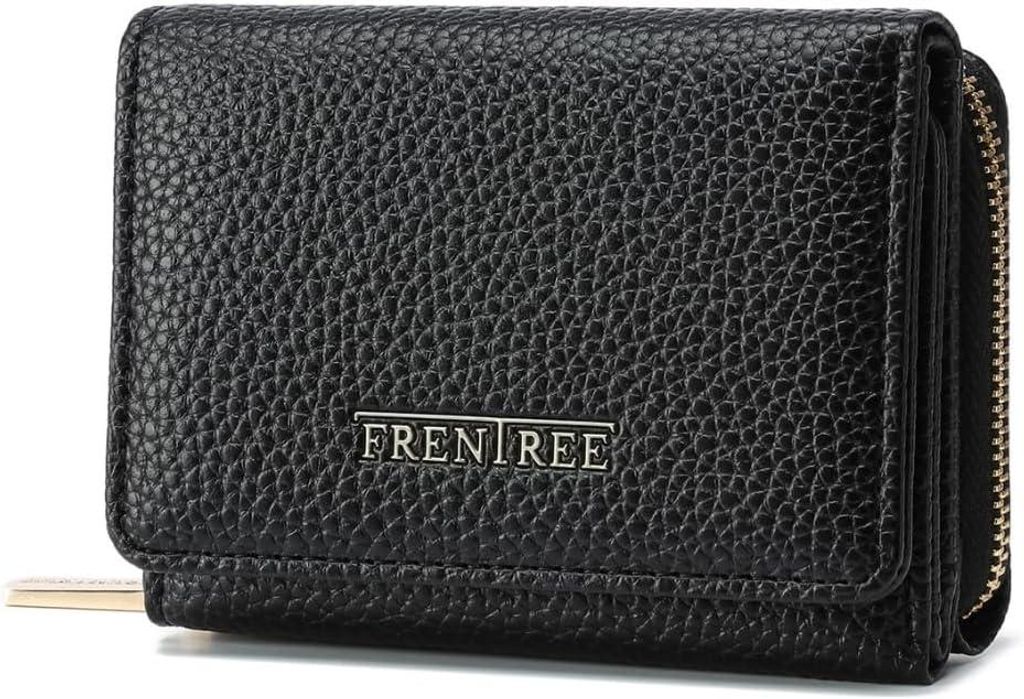 Frentree Damen Geldbörse mit Reißverschluss, kompakte Brieftasche mit 8 Kartenfächern, Schein- & Dokumentenfach, elegantes Portemonnaie für Alltag