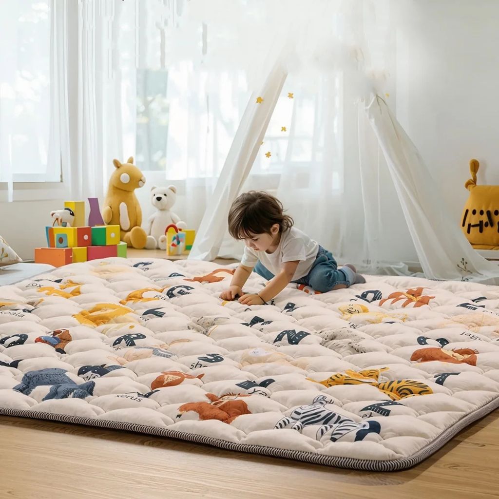 Faltbare Baby-Spielmatte 127×127 cm, weich & rutschfest, Produktbild 